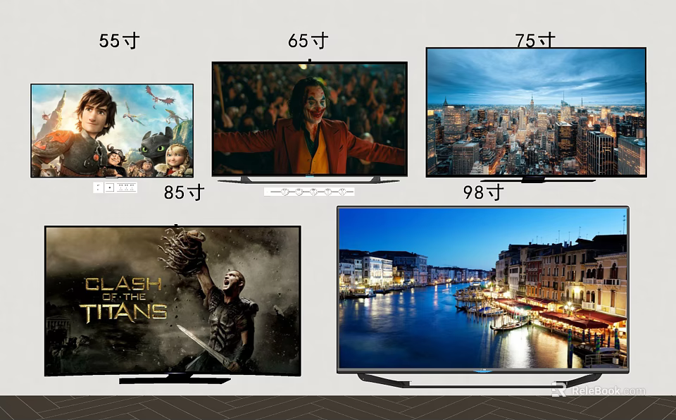 Various Size Televisions Including 55 65 75 85 and 98 Inch Screens For Home Entertainment 3d model 