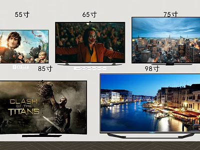Various Size Televisions Including 55 65 75 85 and 98 Inch Screens For Home Entertainment 3d model
