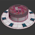 Futuristic Circular Mechanical Structure With Central Ring And Blue Panels