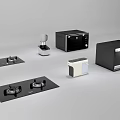 Modern Kitchen Appliances Featuring Cooktop Oven Microwave Blender And Coffee Maker