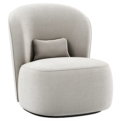 Light Gray Fabric Single Sofa with Modern Curved Design and Accent Pillow 3d model