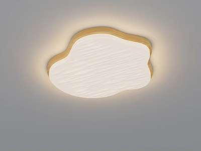 Modern Cloud Shaped Ceiling Light with White Lampshade Golden Frame and Soft Lighting for Bedroom 3d model