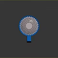 Blue Metallic Gun With Circular Perforated Mesh Front And Unique Design 3d model