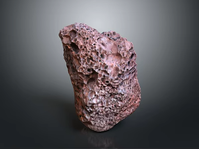 Wood Stone With Red Honeycomb Texture Rough Surface And Natural Decorative Material 3d model