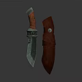 Traditional Weapon With Sharp Metal Blade Red Wrapped Handle And Leather Sheath 3d model