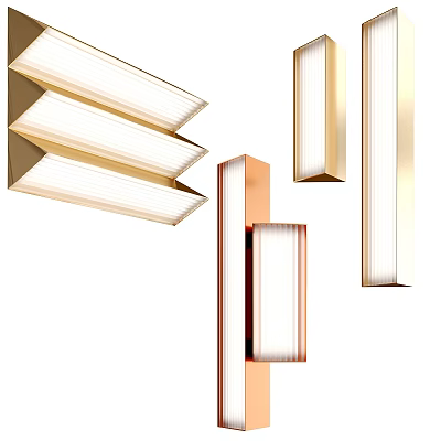 Modern Geometric Wall Lights With Gold Metal Frame And White Acrylic Shade 3d model