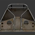 Rusty Metal Frame Component with Holes Welded Joints and Support Structure Design