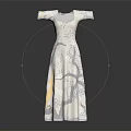 Elegant White Floral Printed Long Dress With Flowy Design And Classic Fit