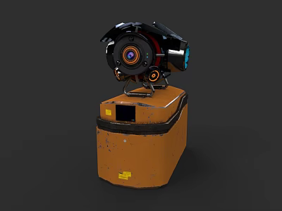 Commercial Automated Business Equipment With Black Top Camera Lens And Orange Base 3d model
