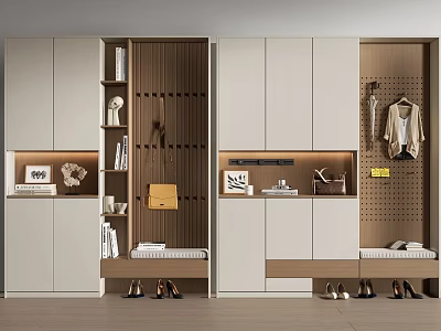 Modern Luxury Shoe Cabinet With Hanging Area And Storage Design 3d model