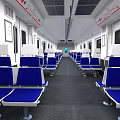 Subway Station Train Car Interior Featuring Blue White Seats And Rows 3d model