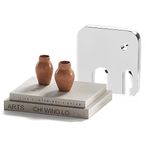 Coffee Table Ornaments Combination Books Pottery Pot Animals 3d model