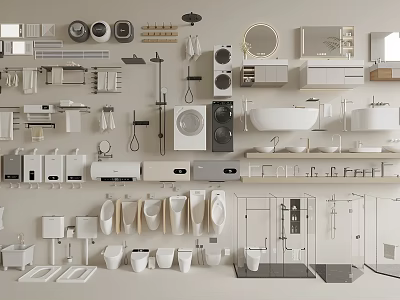 Modern Bathroom Combos With Essential Fixtures Sink Toilet Bathtub And Storage 3d model