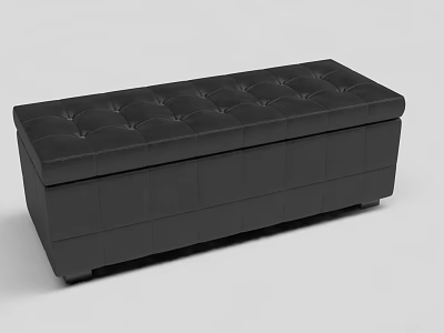 Black Leather Tufted Ottoman Bench with Classic Design for Living Room 3d model