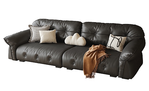 Modern Leather Multiplayer Sofa 3d model