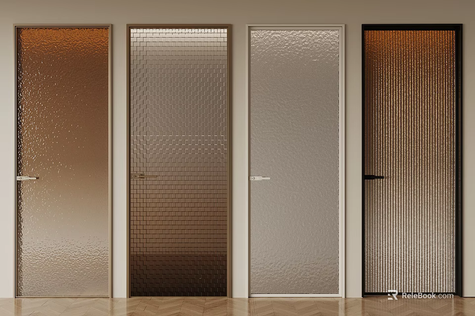 Modern Interior Design With Glass Doors Of Diverse Textures And Colors 3d model 