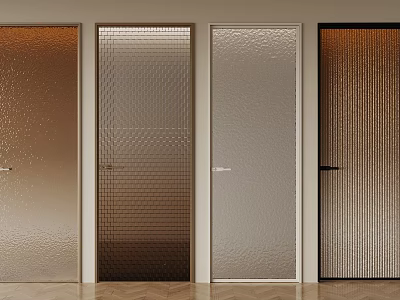 Modern Interior Design With Glass Doors Of Diverse Textures And Colors 3d model