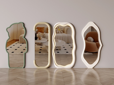 Modern Full-body Mirror Special-shaped Mirror Art Mirror Creative Floor Mirror Dressed Mirror Irregular Mirror 3d model