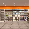 Supermarket Grocery Interior With Shelves Full Of Various Products And Refrigerated Cabinets