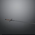 Medieval Weapon Sword Featuring Red Hilt Blue Blade And Cross Guard Design