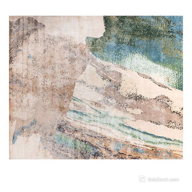 Abstract Square Rug With Earthy Tones And Textures 3d model 