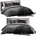 Modern Double Bed with Soft Gray Bedspread and Plush Pillows in Cozy Bedroom
