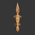 Orange Colored Gecko with Black Spots Standing on Dark Shiny Reflective Surface 3d model