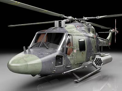 Military Camouflage Helicopter With Rotor System And Rocket Pods Detailed Exterior Design 3d model
