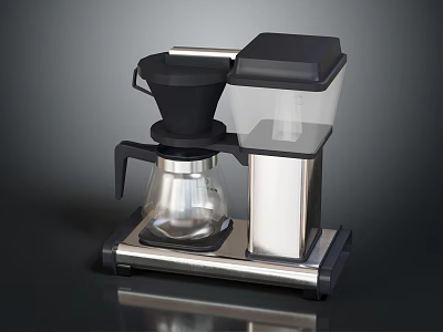 Sleek Black And Silver Coffee Maker Kitchen Appliance With Glass Carafe And Transparent Water Tank 3d model
