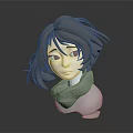 Game And Movie Character 3D Sculpted Head Model With Short Hair And Calm Expression