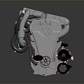 Detailed Industrial Mechanical Equipment Engine With Metal Pipes And Components