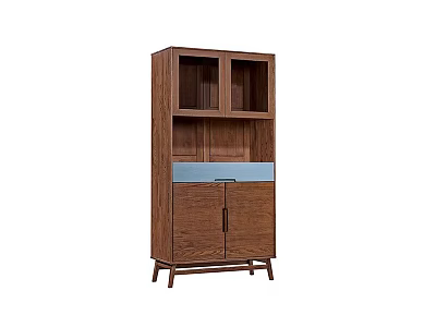 Brown Wooden Storage Cabinet With Shelves And Doors For Home Use 3d model