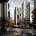 Modern High Rise Residential Building Exterior With Trees And Street View