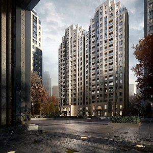 Metropolitan high-rise residential in modern residential area 3d model