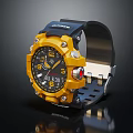 Yellow And Black Submariner Watch With Metal Case Sporty Dial And Rubber Strap