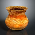 Handcrafted Orange Clay Pot With Intricate Chevron Patterns Glazed Surface And Dark Background Reflection 3d model