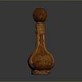Brown Decorative Bottle With Intricate Carved Design For Home Living Decor