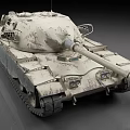 Beige Weathered Military Tank with Long Barrel Cannon Turret Heavy Tracks and Detailed Exterior