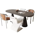 Middle style dining table and chair combination 3d model