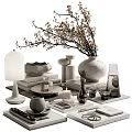 Modern Minimalist Decorative Ornaments Set With Vase Lamp Bowl Books And Geometric Decor