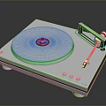 Modern Turntable With Silver Platter Metal Tonearm Wooden Base And Control Buttons