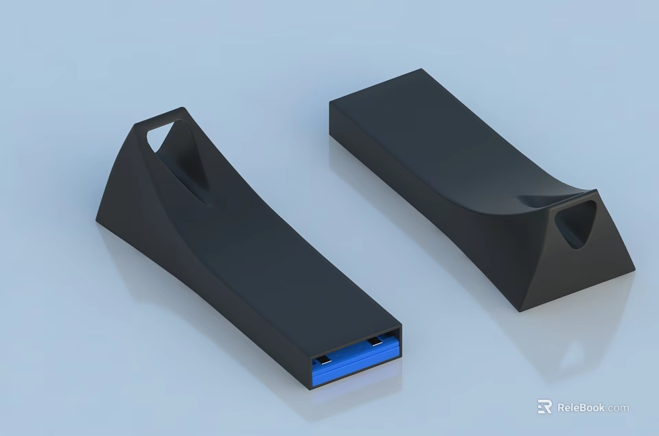 Black USB Flash Drives With Sleek Design And Blue Interface For Digital Storage 3d model 
