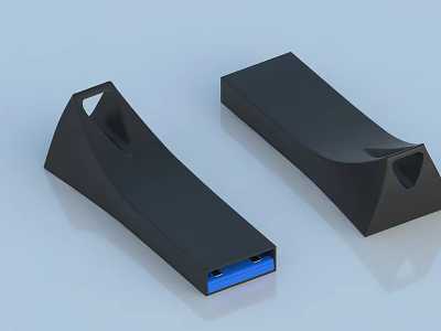 Black USB Flash Drives With Sleek Design And Blue Interface For Digital Storage 3d model