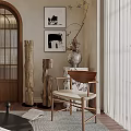 Elegant Wooden Frame Accent Chair With Beige Cushion And Comfortable Armrests Design
