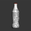 Classic Silver Beverage Bottle With Red Cap And Red Label Design 3d model