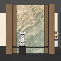 Modern Minimalist Background Wall With Green Marble Texture Wooden Frame And White Stormtrooper Decor