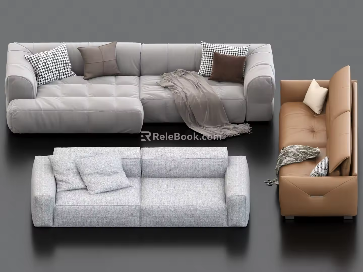 Multiplayer Sofa Double Sofa Combination Fabric Sofa Leather Sofa 3d model
