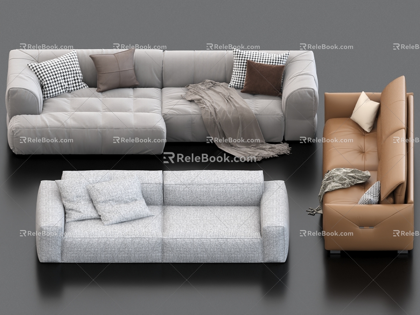 Multiplayer Sofa Double Sofa Sofa Combination Fabric Sofa Leather Sofa 3d model