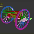 Ancient Weapon Old Cannon With Large Yellow Spoked Wheels And Black Barrel