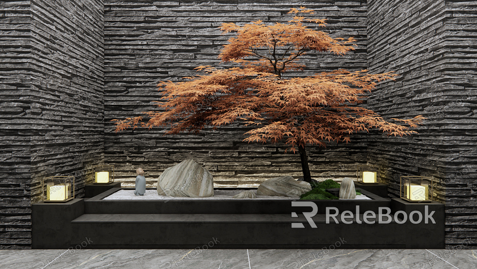 New Chinese style landscape sketch Zen dry stone landscape sketch model